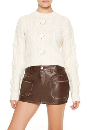OLIVINE  Rosette Cable Knit Sweater, image 1