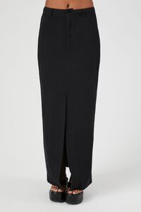 BLACK Twill Split-Hem Maxi Skirt, image 2