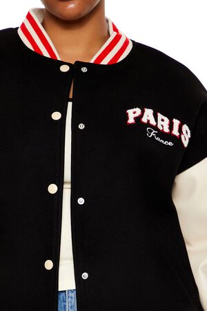 BLACK Plus Size Paris Varsity Jacket, image 3