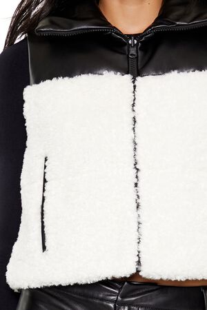 BLACK Reversible Faux Shearling & Leather Vest, image 3