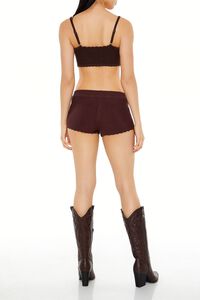 DARK COCOA Sweater-Knit Chain Belt Shorts, image 4