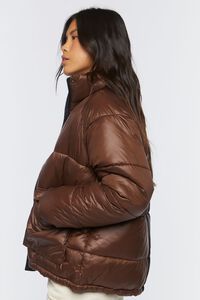 BLACK/BROWN Colorblock Puffer Jacket, image 2