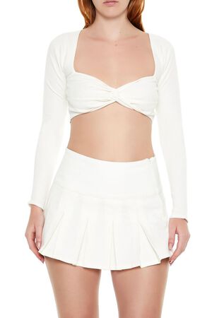 WHITE Cutout Sweetheart Crop Top, image 1