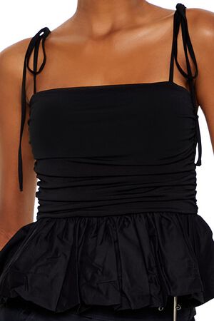 BLACK Tie-Strap Peplum Cami, image 3