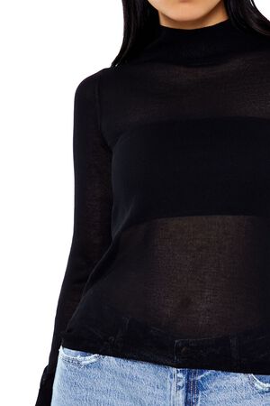 WINE Fitted Mock Neck Sweater, image 3