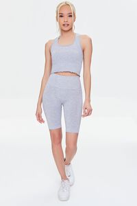 HEATHER GREY Active Seamless Lettuce-Edge Crop Top, image 4