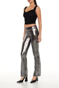 SILVER Metallic Mid-Rise Flare Leggings, image 3