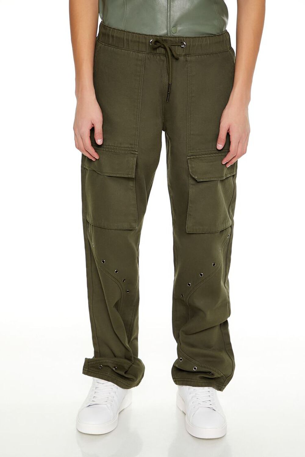 OLIVE Mid-Rise Drawstring Cargo Pants, image 2