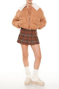 LIGHT BROWN Faux Leather Puffer Jacket, image 2
