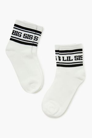 WHITE/BLACK Big Sis Lil Sis Crew Socks Set - 2 pack, image 2