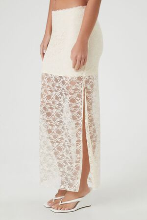 CREAM Lace Column Maxi Slit Skirt, image 3