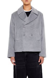 GREY Notched Double-Breasted Coat, image 1
