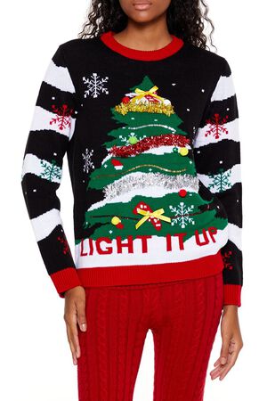 BLACK/MULTI Light It Up Christmas Tree Sweater, image 1