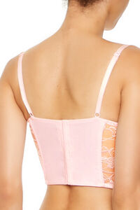 PINK Sheer Lace Underwire Corset Bra, image 4