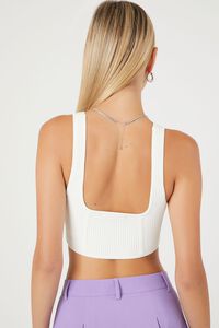 WHITE Sweater-Knit Crop Top, image 3