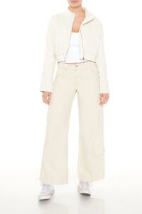 WHITE Quilted Zip-Up Cropped Jacket, image 2