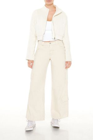 WHITE Quilted Zip-Up Cropped Jacket, image 2