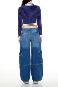 MEDIUM DENIM Low-Rise Wide-Leg Cargo Jeans, image 4