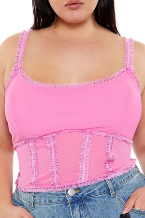 AZALEA Plus Size Mesh Ruffle-Trim Cami, image 3