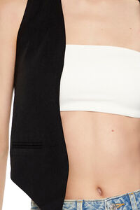 BLACK Open-Front Pointed-Hem Vest, image 3