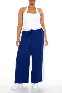 BLUE/WHITE Plus Size Striped Wide-Leg Pants, image 6