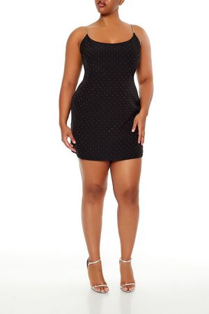 RED Plus Size Rhinestone Cami Mini Dress, image 1