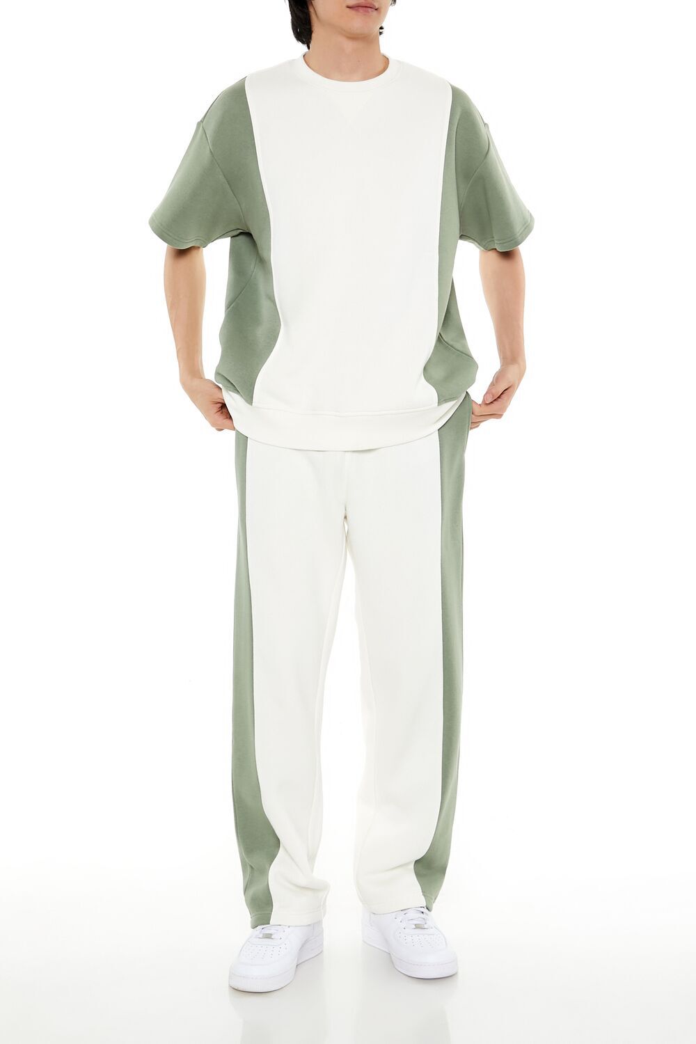 SAGE/CREAM Colorblock Athletic Pants, image 1