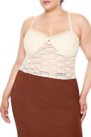 CREAM Plus Size Sheer Lace Cami, image 1