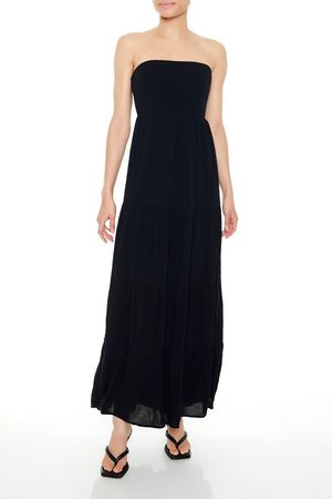 BLACK Strapless Tie-Back Maxi Dress, image 1