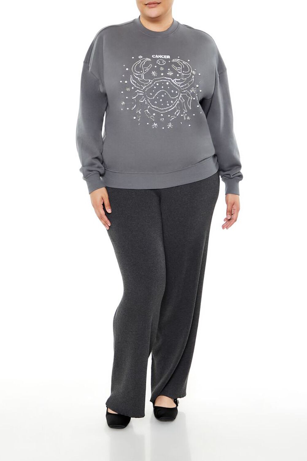 DARK GREY/MULTI Plus Size Beaded Cancer Pullover, image 2