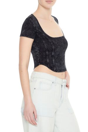 WHITE Mineral Wash Cropped Tee, image 2