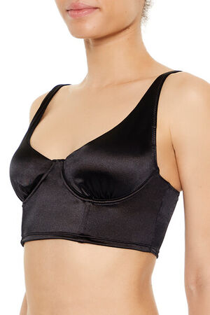 BLACK Satin Hook-and-Eye Bra, image 3