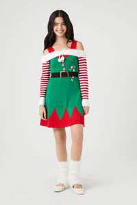 GREEN/MULTI Peppermint Elf Mini Dress, image 4