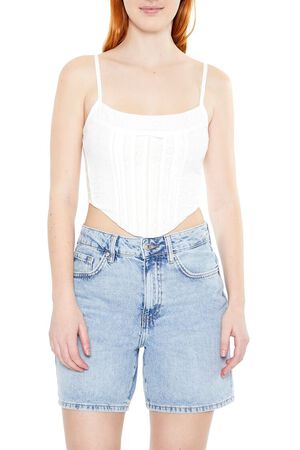 WHITE Floral Eyelet Bow Cami, image 1