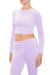 LAVENDER Velour Long-Sleeve Crop Top, image 4