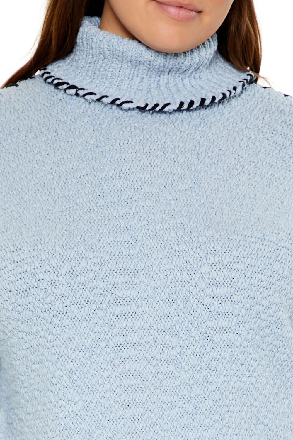 BLUE/BLACK Plus Size Whipstitched Turtleneck Sweater, image 3
