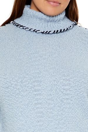 BLUE/BLACK Plus Size Whipstitched Turtleneck Sweater, image 3