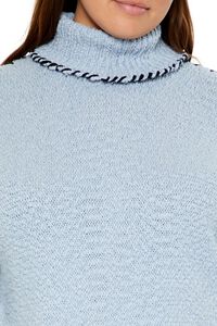 BLUE/BLACK Plus Size Whipstitched Turtleneck Sweater, image 3
