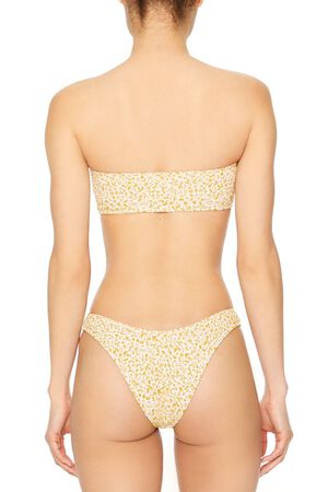 SAND/GOLD Jacquard Floral High-Leg Bikini Bottoms, image 3