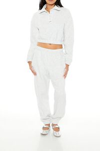HEATHER GREY Cropped Fleece Rosette Pullover, image 2