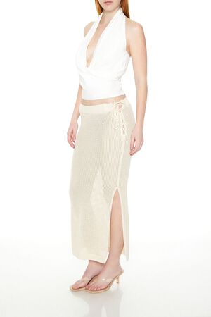 CREAM Crochet Lace-Up Maxi Skirt, image 2