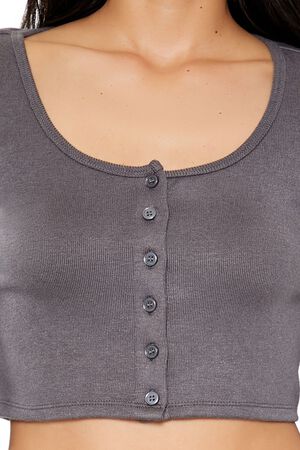 GREY Button-Front Crop Top, image 3