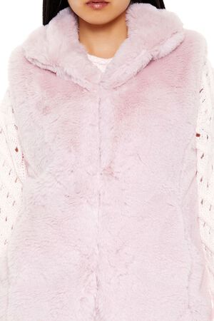 BLOSSOM Notched Faux Fur Vest, image 3