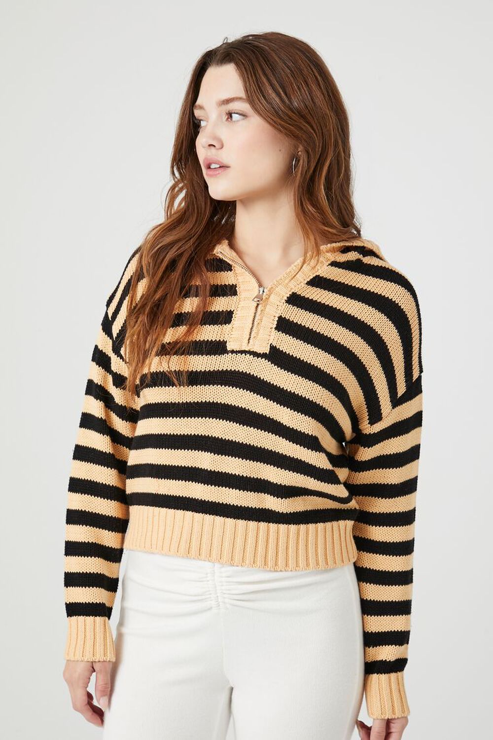 TOAST/MULTI Striped Hooded Half-Zip Sweater, image 1