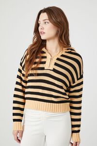 TOAST/MULTI Striped Hooded Half-Zip Sweater, image 1