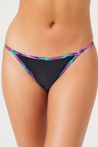 BLACK/MULTI Chevron-Trim Bikini Bottoms, image 2