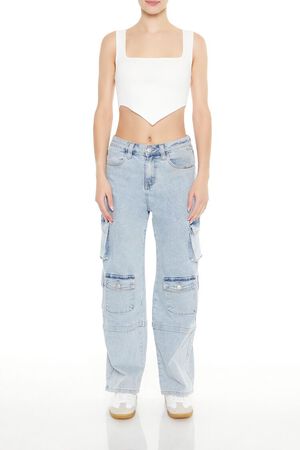 PINK Ribbed Sweater-Knit Crop Top, image 2