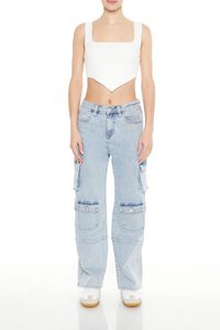WHITE Ribbed Sweater-Knit Crop Top, image 2