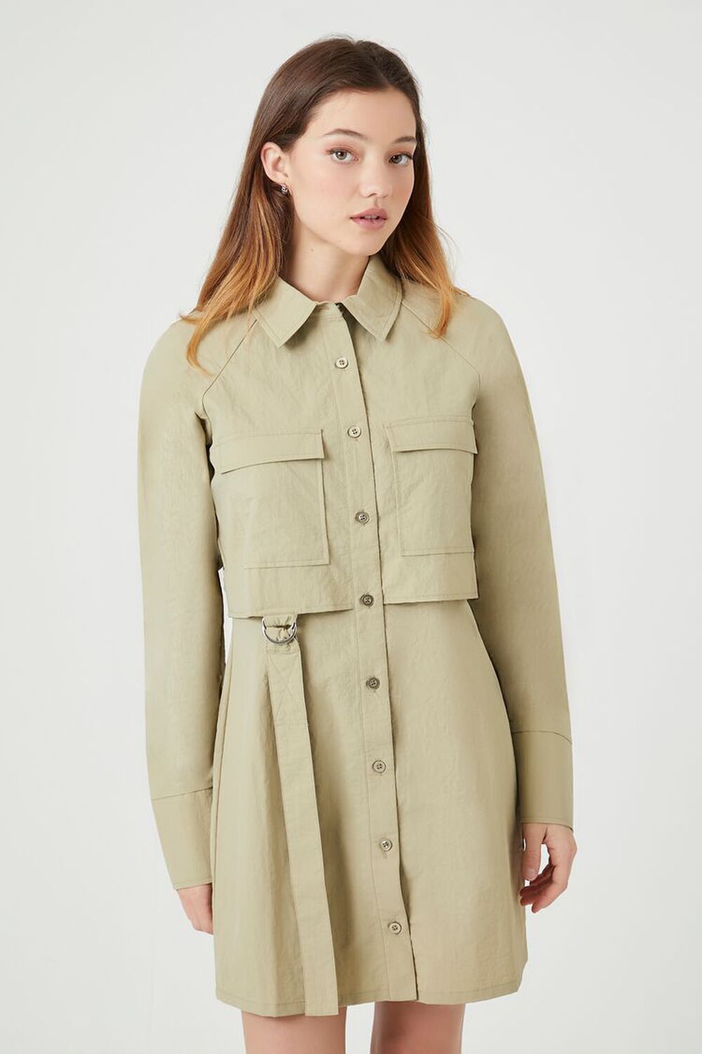 GREEN Utility Cargo Mini Dress, image 1