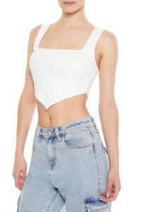 WHITE Ribbed Sweater-Knit Crop Top, image 4